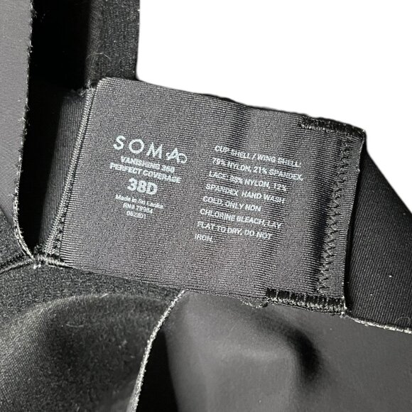 Soma Bra Size 38D Vanishing 360‎ Perfect Coverage Underwire Bra Black - Picture 7 of 7